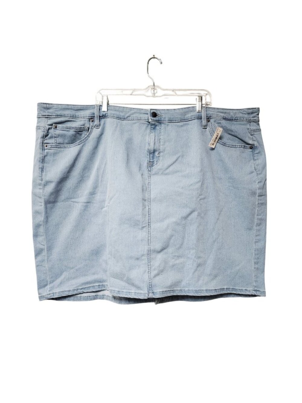 Essentials Womens Plus Size Light Wash Denim Skirt Pockets  22W